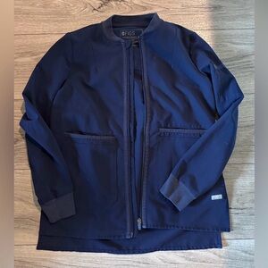 FIGS Navy Bomber Jacket with Ribbed Trim